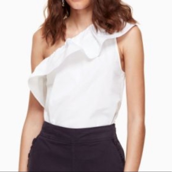 KATE SPADE Poplin One Shoulder Top White Size XXL NEW - Picture 2 of 10